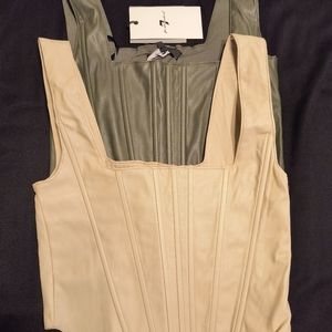 7 For All Mankind Faux Leather Corset Top, XS